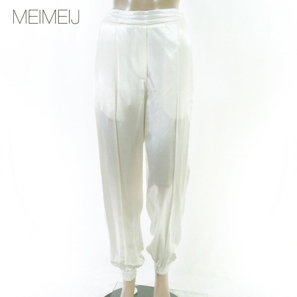 Rakuten - 80%OFF 新品 メイメイジェイ MEIMEI J パンツ 40 EPT1182 Mサイズ オフホワイト レディース 光沢パンツ センターライン入り 裾元ゴム イタリア製