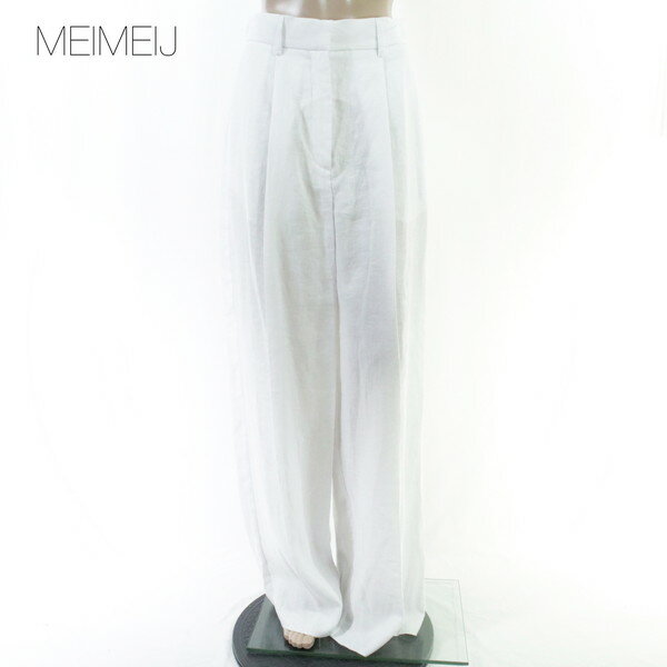 Rakuten - 80%OFF 新品 メイメイジェイ MEIMEI J パンツ 40 EPT1196 Mサイズ ホワイト レディース リネンパンツ ワイドパンツ タック入り イタリア製