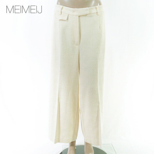 Rakuten - 80%OFF 新品 メイメイジェイ MEIMEI J パンツ 40 EPT1199 M Lサイズ きなり オフベージュ レディース ワイドパンツ コットン 凹凸生地 イタリア製