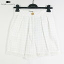 85%OFF 新品 エリザベッタフランキ ELISABETTA FRANCHI パンツ 40 EPT861 Mサイズ ホワイト レディース キュロットパンツ ツイード ラメ イタリア製