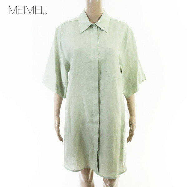 Rakuten - 80%OFF 新品 メイメイジェイ MEIMEI J シャツ 40 ESH186 フリーサイズ オフグリーン レディース ブラウス ワンピース リネン 五分袖 イタリア製
