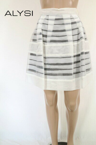 90%OFF 訳あり 新品 アリジ ALYSI スカート 42 ESK372 Mサイズ ホワイト レディース フレアスカート コットン 膝上丈 イタリア製 アウトレット