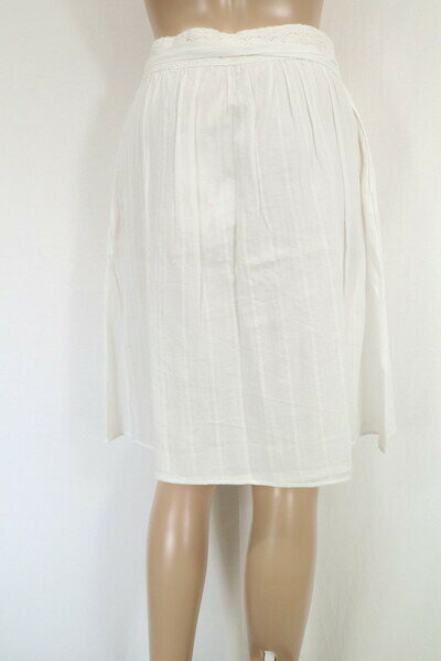 90%OFF 新品 ステファネル STEFANEL スカート 38 ESK397 Sサイズ ホワイト レディース ギャザースカート インド綿 コットン アウトレット