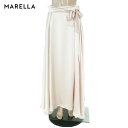 80%OFF 訳あり 新品 マレーラ MARELLA スカート 42 ESK688 M Lサイズ ピンク レディース ロングスカート フレアスカート 光沢 ヒモベルト付き
