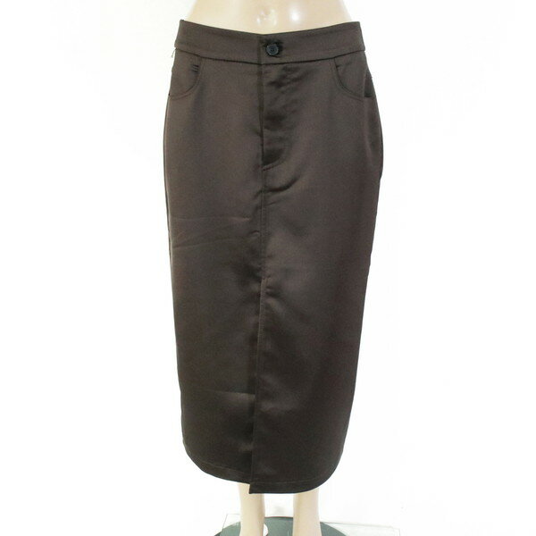 【新年BIG SALE対象商品】70%OFF 新品 ヴィコロ ViCOLO スカート M ESK749 Mサイズ ブラウン レディース 膝下ミディ丈スカート 光沢スカート サテン スリット