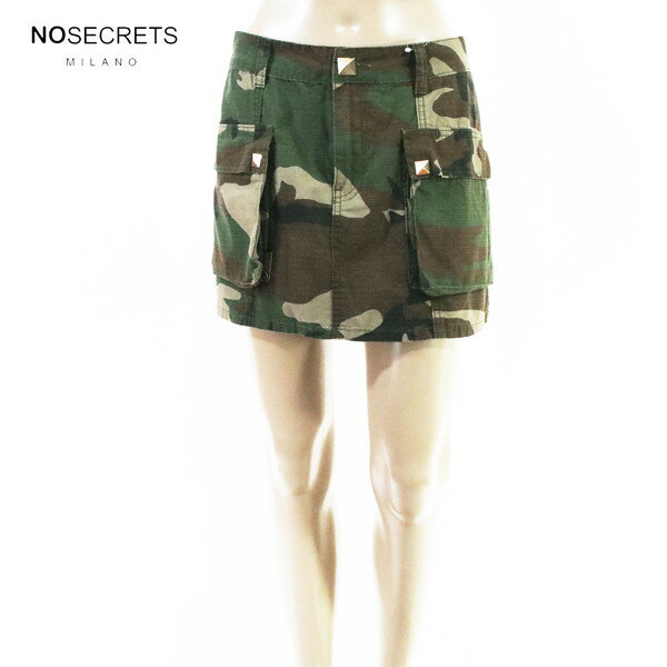 Rakuten - 80%OFF 新品 ノーシークレッツ NO SECRETS スカート 42 ESK782 M Lサイズ カーキ レディース ミニスカート 迷彩 アーミー柄 コットン