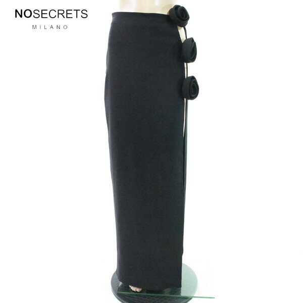 Rakuten - 80%OFF 新品 ノーシークレッツ NO SECRETS スカート 40 ESK790 Mサイズ ブラック レディース ロングスカート スリット フラワー