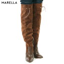 85%OFF 訳あり 新品 マレーラ MARELLA ブーツ 37 ES329 23.5cm ブラウン レディース ニーハイブーツ スウェード 牛革 ロングブー...