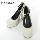 85%OFF 訳あり 新品 マレーラ MARELLA パンプス 37 ES337 23.5cm オフベージュ レディース エナメルパンプス チャンキーヒール ア...