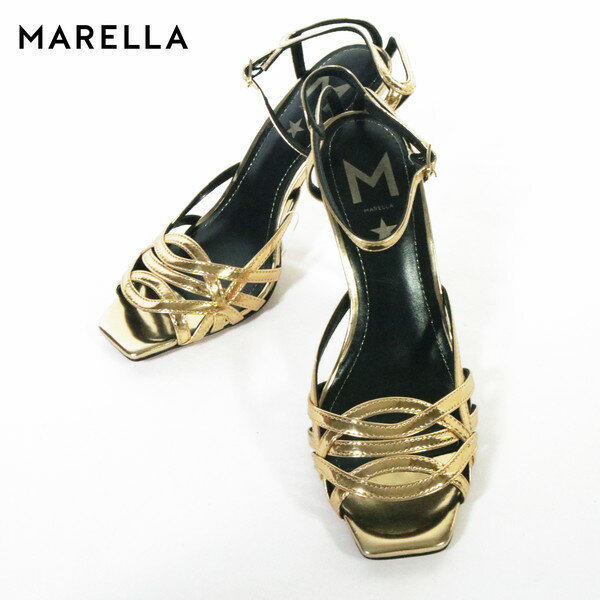 Rakuten - 85%OFF 新品 マレーラ MARELLA サンダル 37 ES348 23.5cm ゴールド レディース ストラップサンダル アンクルストラップ レザー 羊革 アウトレット