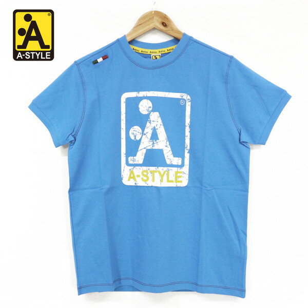 Rakuten - 80%OFF 新品 アースタイル A-STYLE Tシャツ S HCS636 Sサイズ ブルー メンズ カットソー コットン100% 半袖 丸首 クラッシュプリント