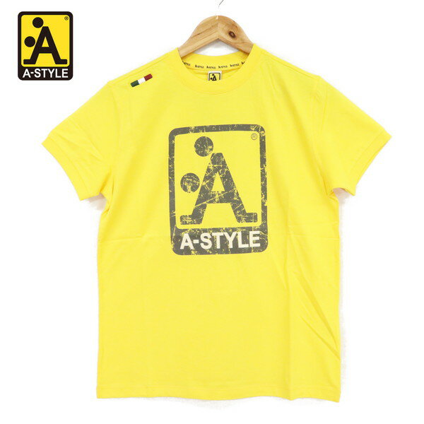 Rakuten - 80%OFF 新品 アースタイル A-STYLE Tシャツ S HCS638 Sサイズ イエロー メンズ カットソー コットン100% 半袖 丸首 クラッシュプリント