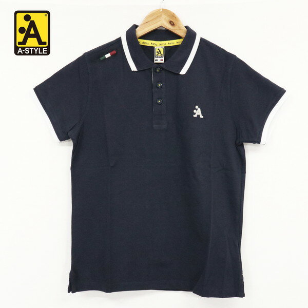 80%OFF 新品 アースタイル A-STYLE ポロシャツ S HCS652 Sサイズ ネイビー メンズ カットソー コットン100% 半袖 鹿の子地
