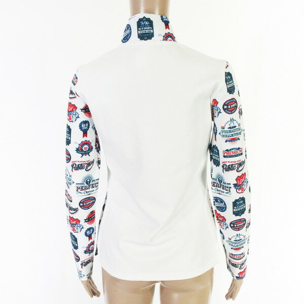 75%OFF 訳あり 新品 MU SPORTS エムユースポーツ トップス 40 LCS1650 Mサイズ ホワイト レディース 長袖トップス モックネック プリント 日本製