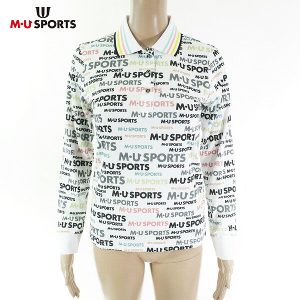 Rakuten - 70%OFF 新品 MU SPORTS エムユースポーツ トップス 40 LCS1714 Mサイズ ホワイト レディース 長袖ポロシャツ プリント ゴルフ 日本製