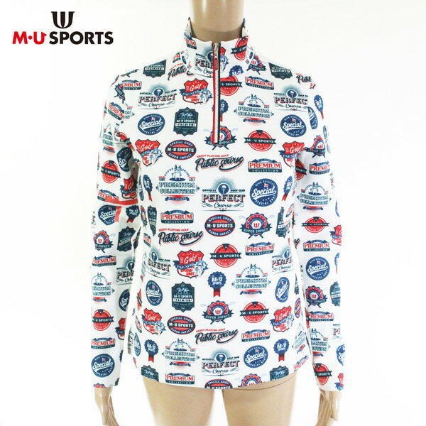Rakuten - 70%OFF 訳あり 新品 MU SPORTS エムユースポーツ トップス 40 LCS1725 Mサイズ ホワイト レディース 長袖トップス ジップアップ プリント模様 ゴルフ 日本製