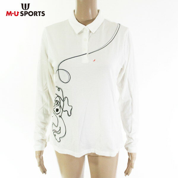 70%OFF 訳あり 新品 MU SPORTS エムユースポーツ トップス 40 LCS1726 Mサイズ ホワイト レディース 長袖トップス 襟付き 刺しゅう ゴルフ 日本製