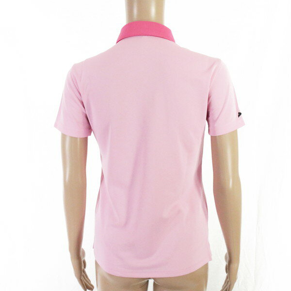 サンプル品 新品 MU SPORTS エムユースポーツ ポロシャツ 40 LCS1595 Mサイズ ピンク レディース カットソー 半袖 プリント 刺繍 ストレッチ ゴルフウェア スポーツ 日本製