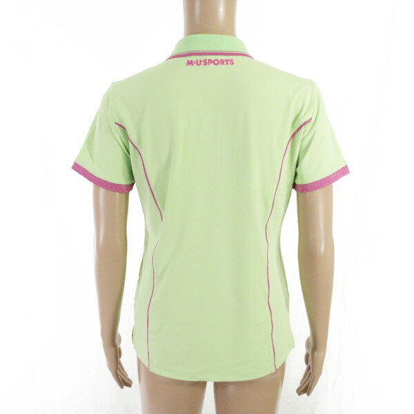 70%OFF 新品 MU SPORTS エムユースポーツ ポロシャツ 40 LCS1599 Mサイズ ライトグリーン レディース カットソー 半袖 刺繍 ストレッチ ゴルフウェア スポーツ 日本製 701W3000