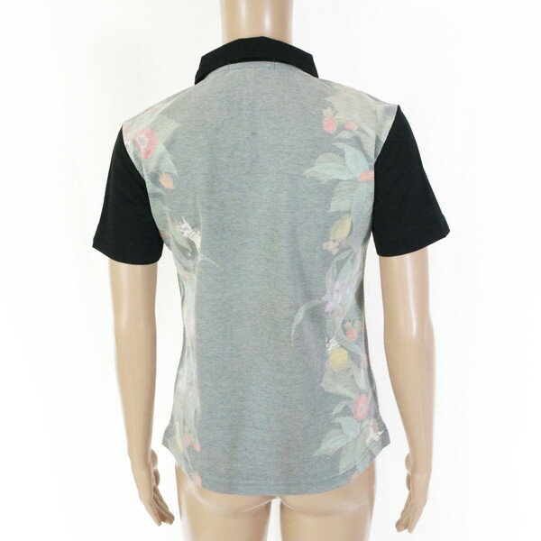 サンプル品 新品 MU SPORTS エムユースポーツ ポロシャツ 40 LCS1694 Mサイズ グレー レディース カットソー 半袖 プリント ゴルフウェア スポーツ 日本製