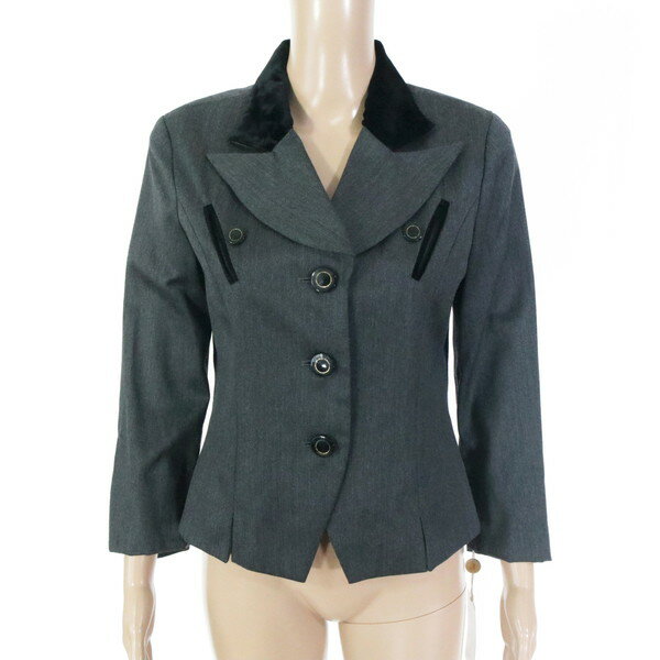 Rakuten - 90%OFF 新品 アンナデコーレ Anna de colle ジャケット L LJK746 Lサイズ チャコールグレー レディース ショート丈ジャケット ウール イタリア製生地