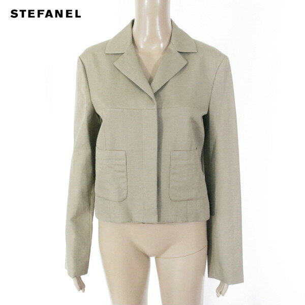 Rakuten - 90%OFF 新品 ステファネル STEFANEL ジャケット 42 LJK786 Lサイズ ブラウンベージュ レディース アウター リネン×コットン フライフロント