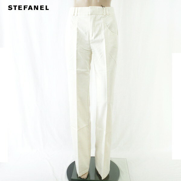 Rakuten - 90%OFF 新品 ステファネル STEFANEL パンツ 42 LPT3624 Lサイズ オフホワイト レディース コットン×リネンパンツ センターライン入り 裾フレア