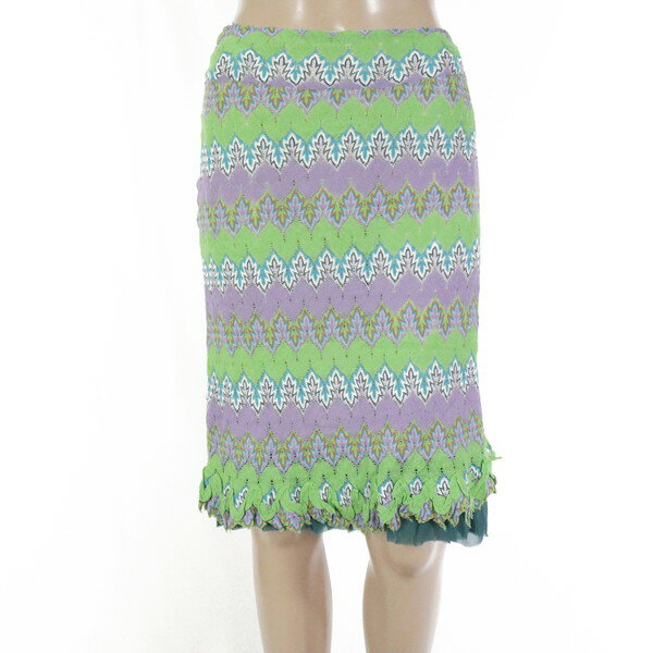 90%OFF 新品 プライド PRIDE スカート38 LSK1340 Sサイズ グリーン レディース 編み地レーススカート 裾フレア タイト
