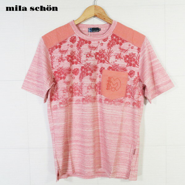 Rakuten - 70%OFF 新品 ミラショーン mila schon Tシャツ 46 MCS1257 Mサイズ レッド メンズ カットソー トップス 半袖 プリント ポケット付き 日本製