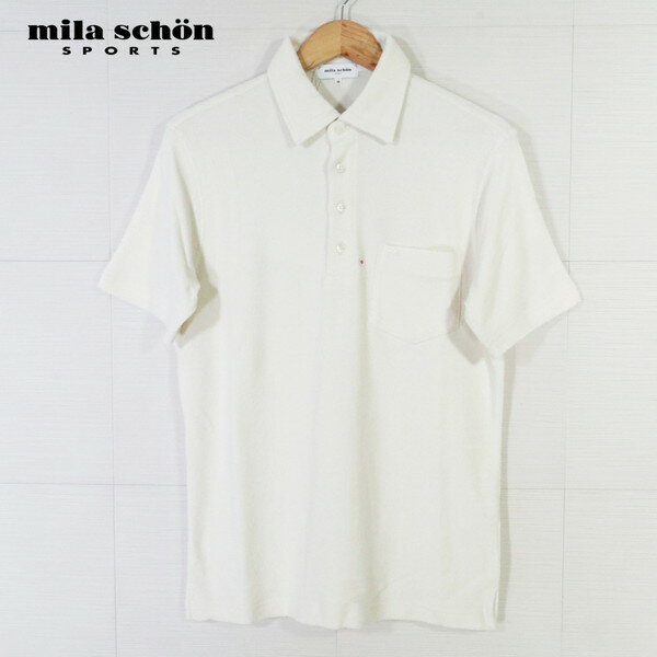 75%OFF 訳あり 新品 ミラショーン mila schon ポロシャツ 46 MCS1267 Mサイズ ライトベージュ メンズ トップス 半袖 パイル生地 ...
