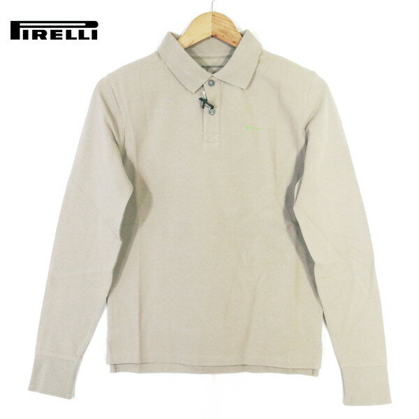 70%OFF 新品 ピレリ PIRELLI ポロシャツ XS MCS1112 XSサイズ ミルクティ メンズ コットン100% 長袖 鹿の子素材 襟裏プリント P520071M-49