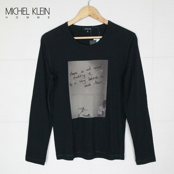 Rakuten - 新品 MICHEL KLEIN ミッシェルクラン Tシャツ 46 MCS1241 Mサイズ ブラック メンズ カットソー トップス 長袖 フォトT 日本製