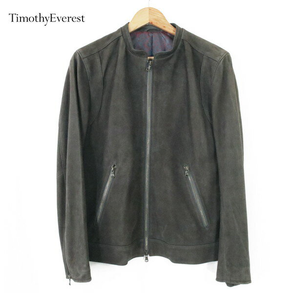 訳あり 新品 ティモシーエベレスト Timothy Everest レザーブルゾン L MJK1453 Lサイズ ブラウン メンズ スエード 羊革 本革 ダブルジップ 秋冬 000G9999