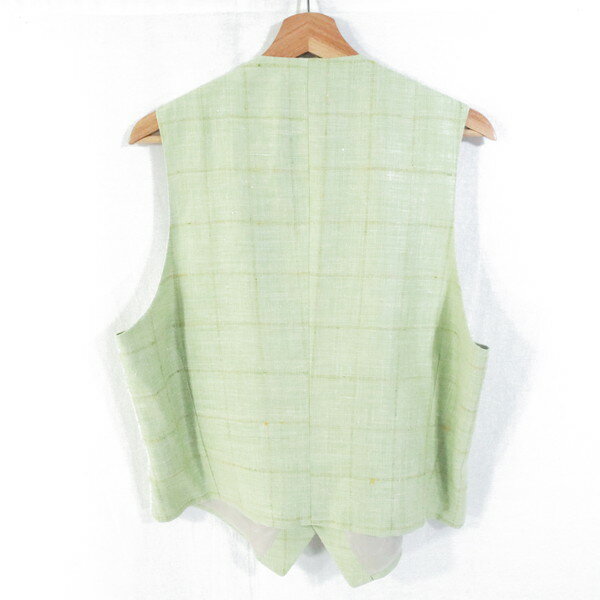 75%OFF 新品 ヒッキーフリーマン Hickey Freeman オッドベスト BB4 MJK1514 ライトグリーン メンズ スーツベスト ジレ シルク×リネン チェック柄 春夏 955-20F