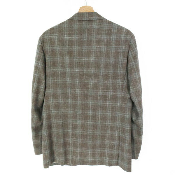75%OFF 新品 ピエールカルダン pierre cardin ジャケット A-L MJK1560 Lサイズ ブラウン メンズ テーラード 2ボタン ウール×シルク×リネン ロロピアーナ生地 チェック柄 サイドベンツ 春夏 602-15J