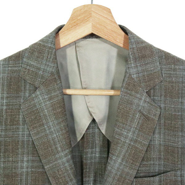 75%OFF 新品 ピエールカルダン pierre cardin ジャケット A-L MJK1560 Lサイズ ブラウン メンズ テーラード 2ボタン ウール×シルク×リネン ロロピアーナ生地 チェック柄 サイドベンツ 春夏 602-15J