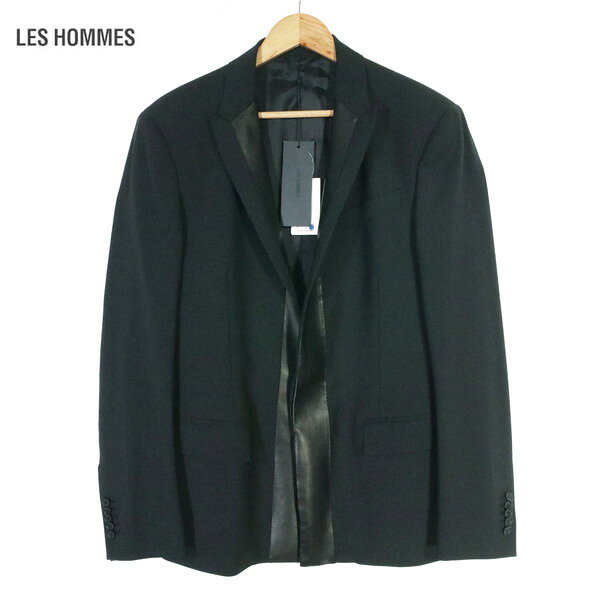 Rakuten - 80%OFF 新品 レゾム LES HOMMES ジャケット48 MJK967 Lサイズ ブラック メンズ ウール×ポリエステル ストレッチ 1ボタン テーラード 切替デザイン イタリア製 H5SB73AF20