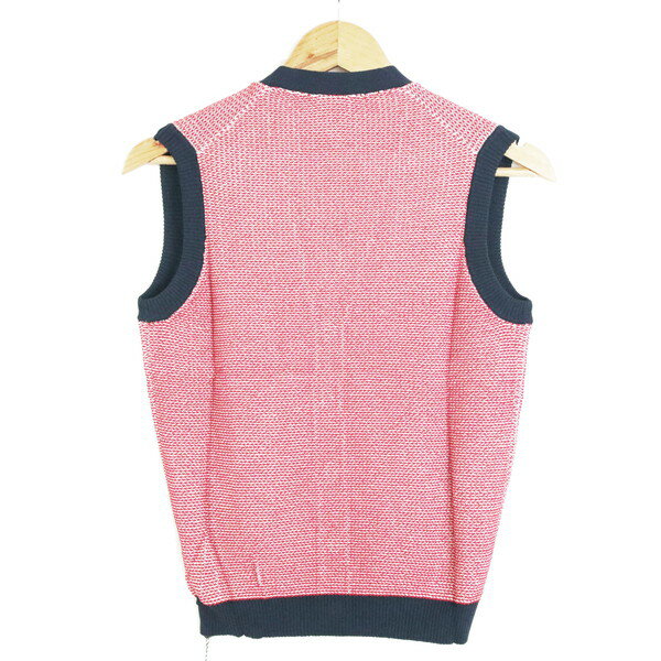 60%OFF 新品 ザノーネ ZANONE ニットベスト 50 MKN1130 LLサイズ ライトレッド×ネイビー メンズ ナイロン×コットン 前ボタン イタリア製 春夏 アウトレット