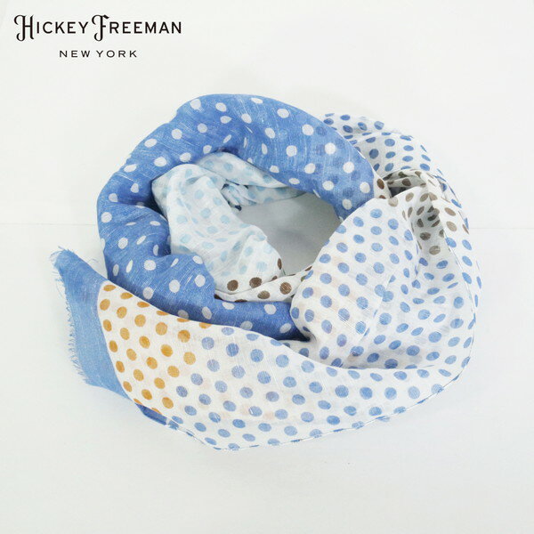 Rakuten - 『スーパーSALE割引対象』75%OFF 新品 ヒッキーフリーマン Hickey Freeman ストール MOT2017 ブルー×ホワイト メンズ コットン×リネン 綿×麻 スカーフ 春夏 日本製 709-824