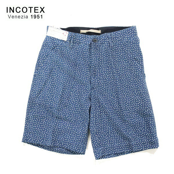 Rakuten - 60%OFF 新品 インコテックス INCOTEX パンツ 29 MPT2810 Sサイズ ブルー メンズ ショート丈パンツ コットン ドット柄 REGULAR fit
