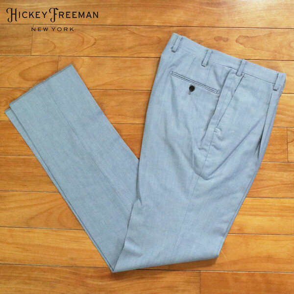 單縫褶 - 80%OFF 新品 ヒッキーフリーマン Hickey Freeman パンツ 82 MPT3103 Lサイズ ライトブルー スラックス ウール×リヨセル×キュプラ ビジネス 日本製 最上級ライン ハンドメイド 春夏 944-30F