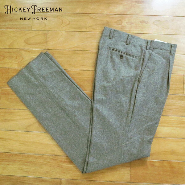 Rakuten - 80%OFF 新品 ヒッキーフリーマン Hickey Freeman パンツ 79 MPT3117 Mサイズ ブラウン スラックス ウール100% フラノ地 ビジネス 日本製 最上級ライン ハンドメイド 秋冬 014-60F