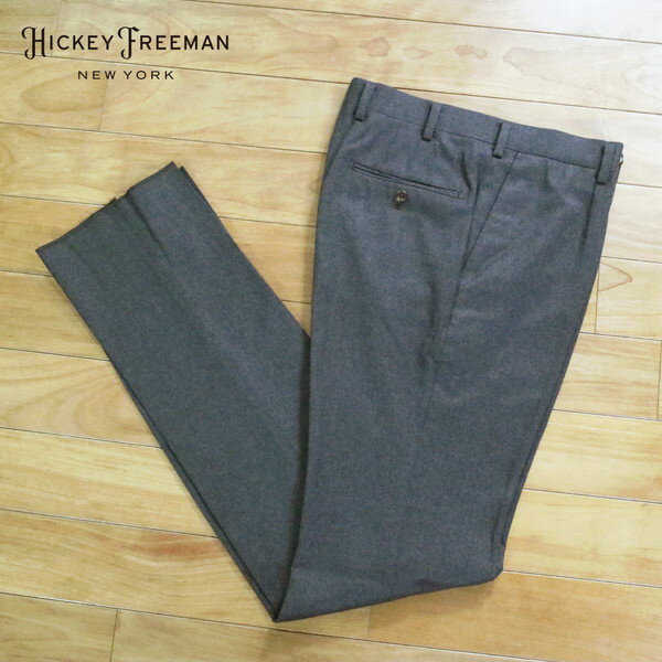 80%OFF 新品 ヒッキーフリーマン Hickey Freeman パンツ 79 MPT3118 Mサイズ ブラウンパープル スラックス ウール100% フラノ地 ビジネス 日本製 秋冬 092-50F