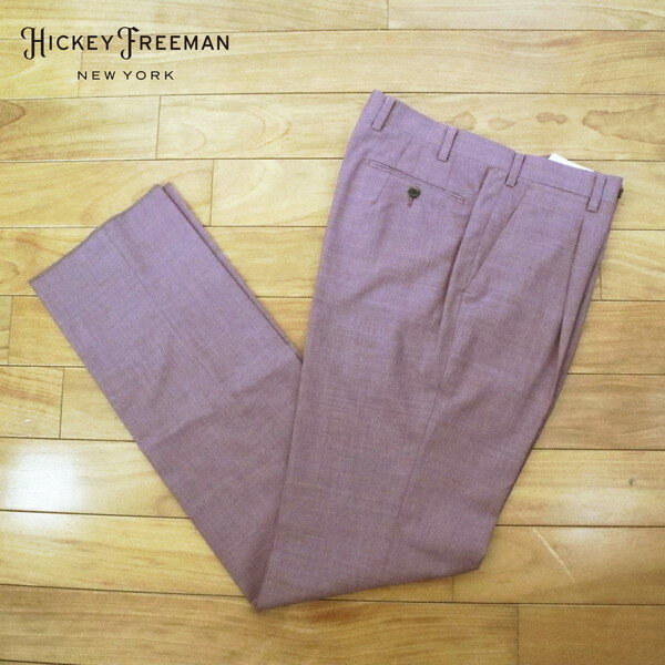 单缝褶 - 80%OFF 新品 ヒッキーフリーマン Hickey Freeman パンツ 82 MPT3120 Lサイズ ライトパープル スラックス ウール100% ビジネス 日本製 春夏 912-60F