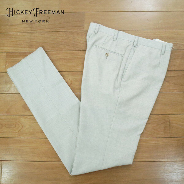 80%OFF 新品 ヒッキーフリーマン Hickey Freeman パンツ 82 MPT3122 Lサイズ ライトグレー スラックス ウール100% ビジネス 日本製 春夏 912-60F
