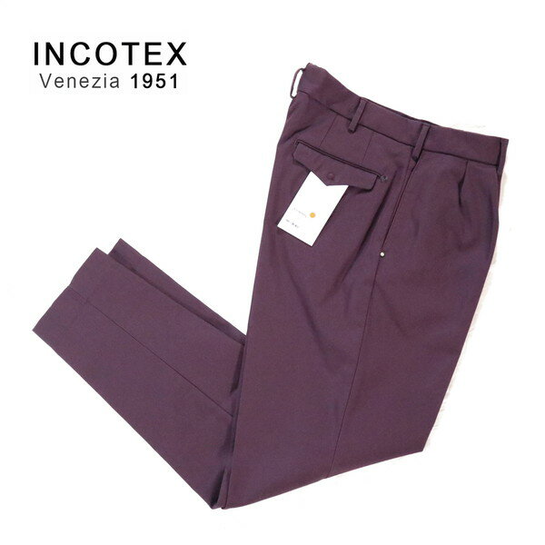 Rakuten - 60%OFF 新品 インコテックス INCOTEX パンツ 48 MPT2789 Lサイズ パープル メンズ コットン×ナイロン 変形ツータック CARROT fit