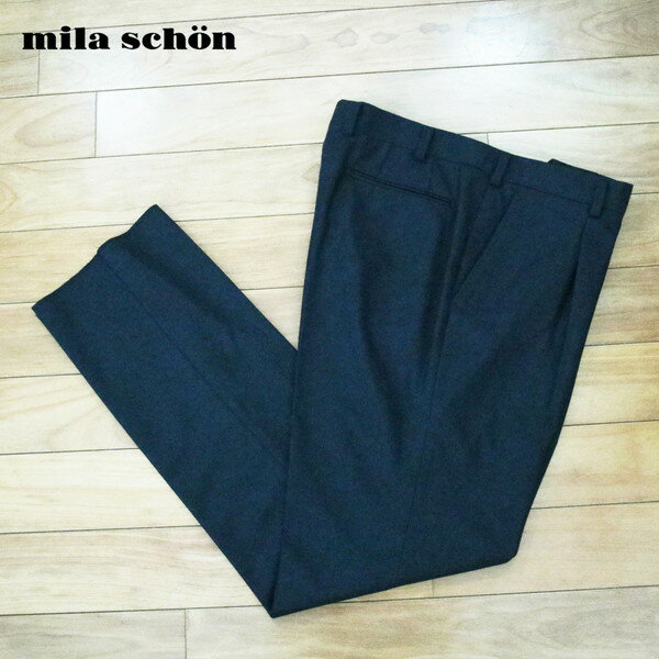 Rakuten - 80%OFF 新品 ミラショーン mila schon パンツ 91 MPT3126 3Lサイズ ネイビー スラックス ウール100% フラノ地 ビジネス 日本製 秋冬 F53-18M