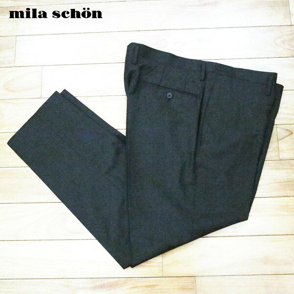 Rakuten - 訳あり 新品 ミラショーン mila schon パンツ 102 MPT3129 5Lサイズ ダークグレー スラックス ウール100% ビジネス 日本製 春夏
