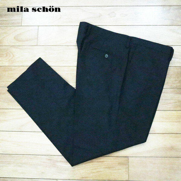 Rakuten - 『スーパーSALE割引対象』訳あり 新品 ミラショーン mila schon パンツ 102 MPT3130 5Lサイズ ダークネイビー スラックス ウール×ポリエステル×ポリウレタン ストレッチ ビジネス 日本製 春夏