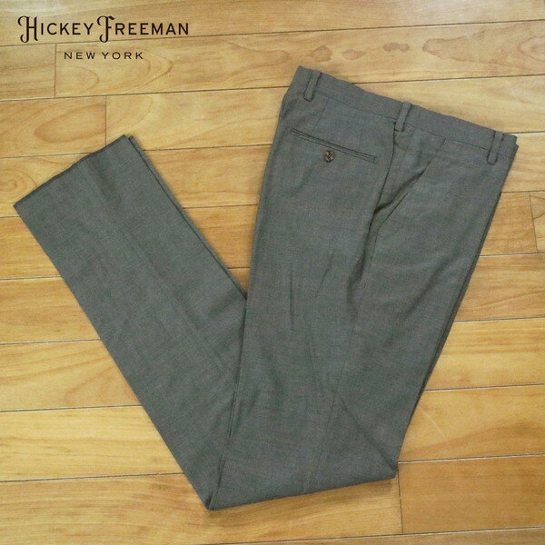 80%OFF 新品 ヒッキーフリーマン Hickey Freeman パンツ 79 MPT3058 Mサイズ グレーブラウン スラックス ウール×リヨセル×ポリウレタン ビジネス 日本製 秋冬 062-51F